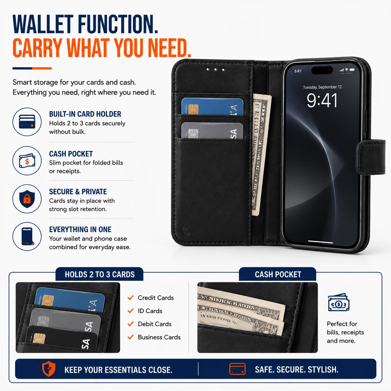 Buy Maple Wallet Black iPhone Case — Slim Wallet Case With Card Holder for Every iPhone Model - Image 4