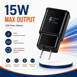 15W Fast Wall Adapter — USB-C PD Charging, 2A stable output, Overheat protection