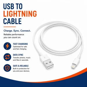 USB to Lightning Cable – MFi Certified, Fast Charging, Data Sync, Apple MFi Certified