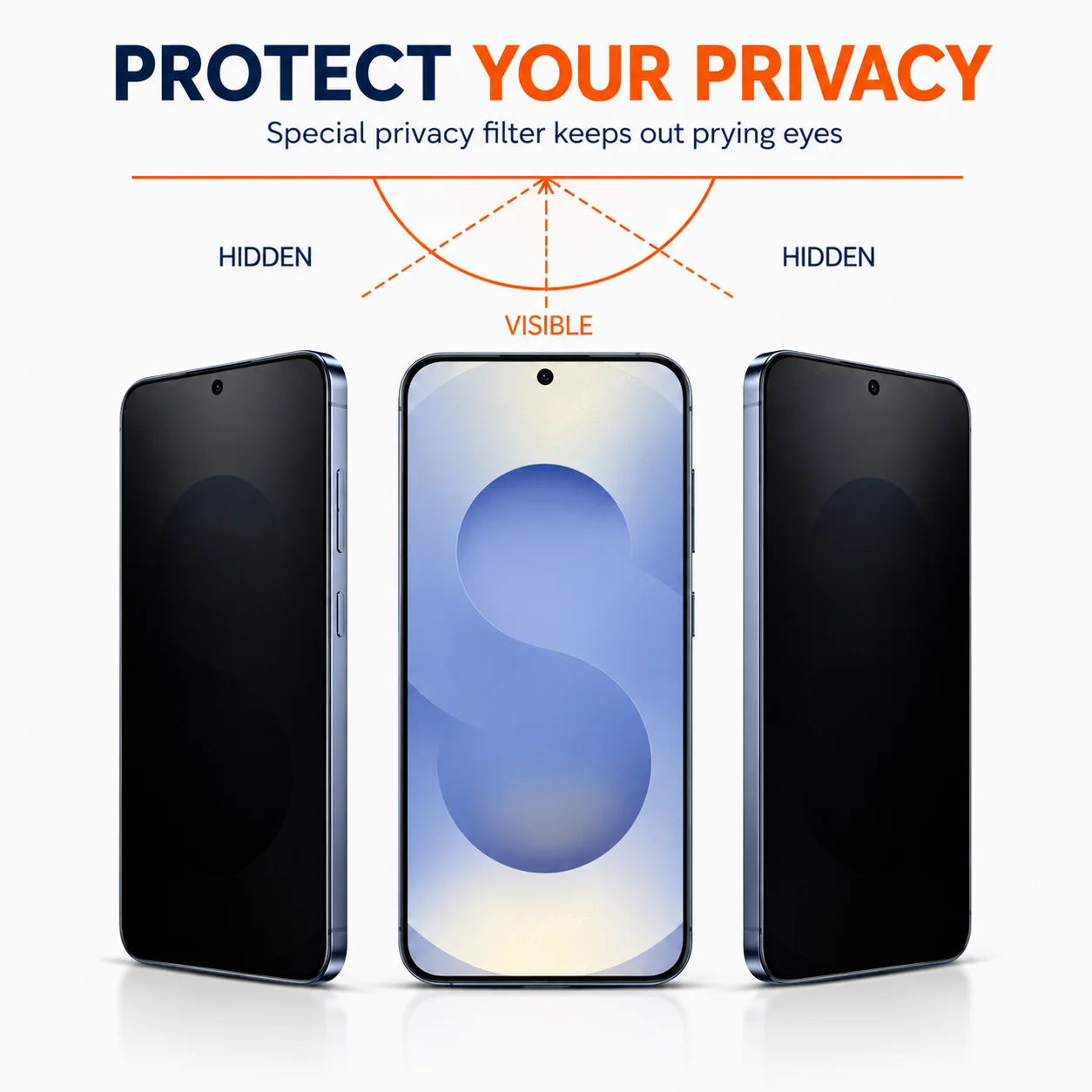 Privacy Tempered Glass for Samsung — 9H tempered glass, Anti Spy Screen Protector, Bubble free - Image 2