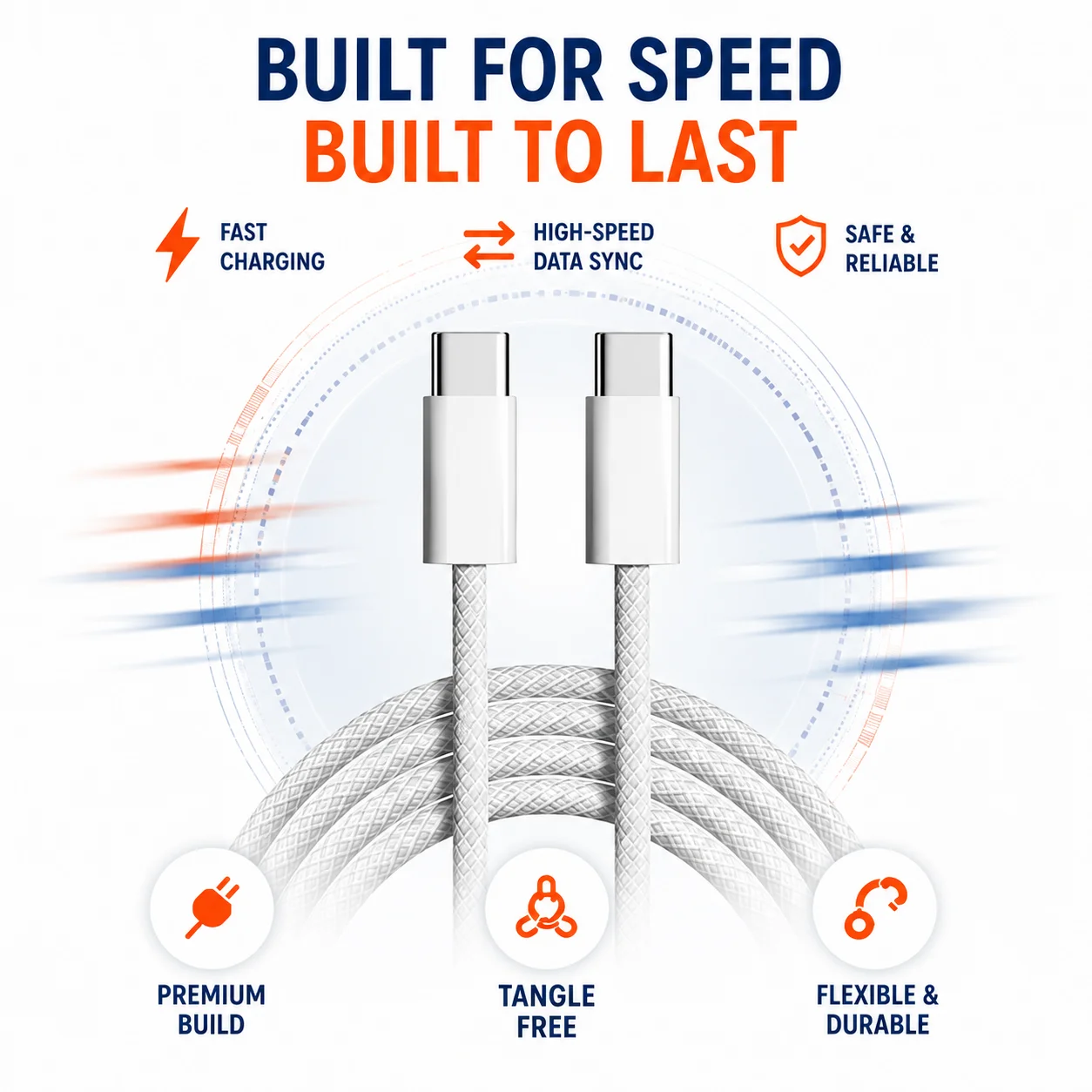 Type C to Type C Cable – 100W PD Fast Charging, E-Marker Chip, 100W USB-C Power - Image 3