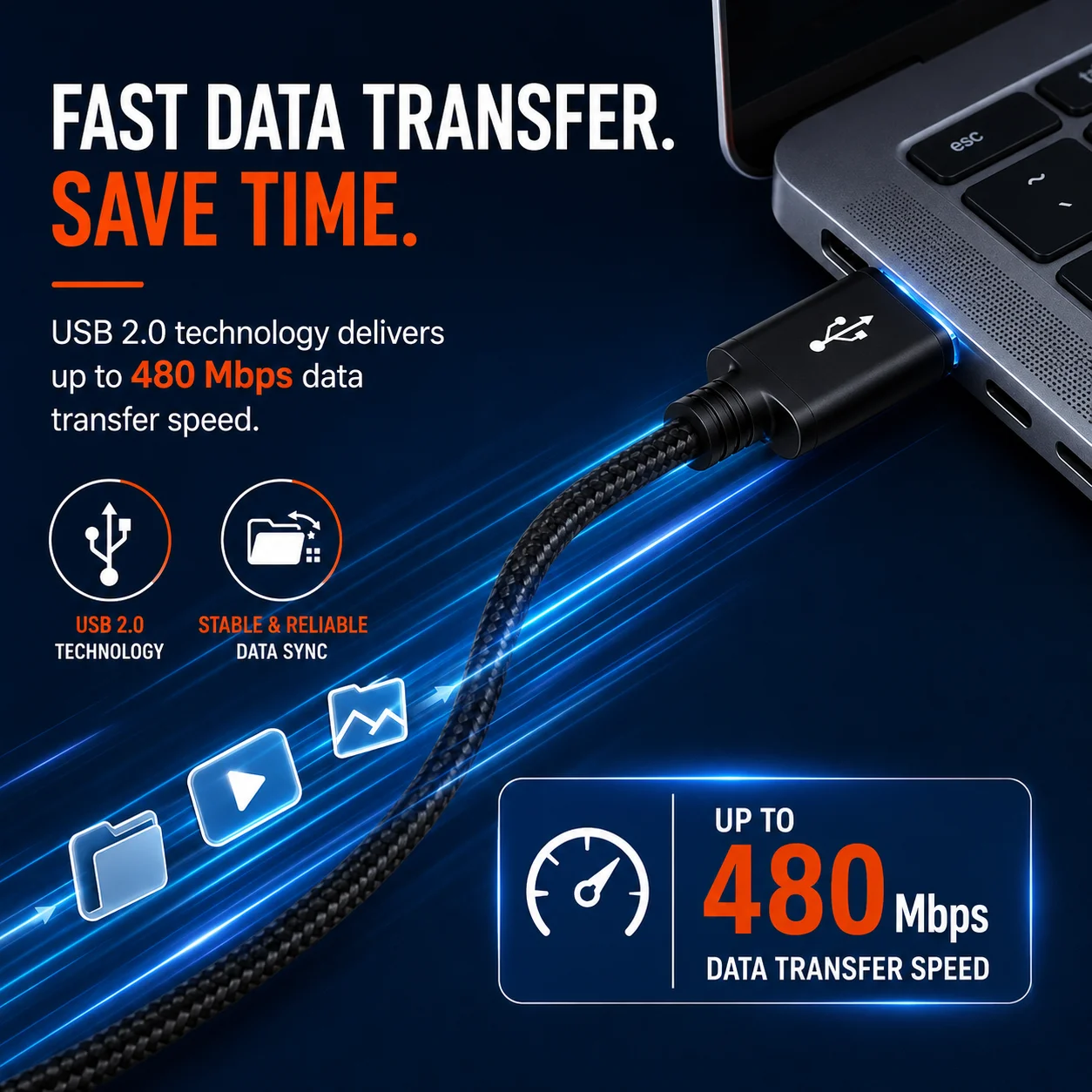 USB to Type C Cable — Up to 3A fast charging support, 20,000 bend cycles, USB 2.0 - Image 3